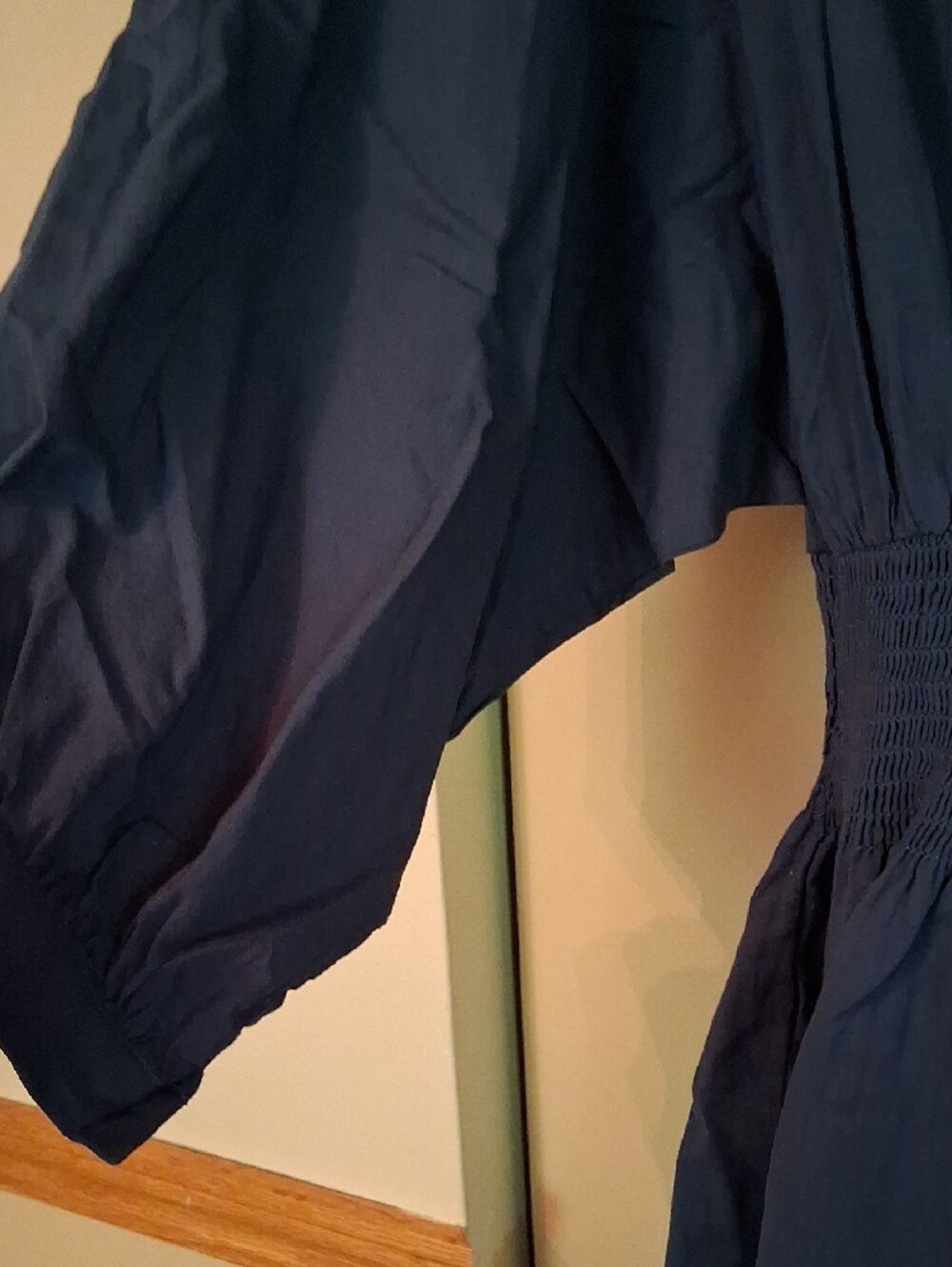 Women's Navy Blue Smocked Waist Button-Front Mini Dress. Size Medium - Picture 6 of 9